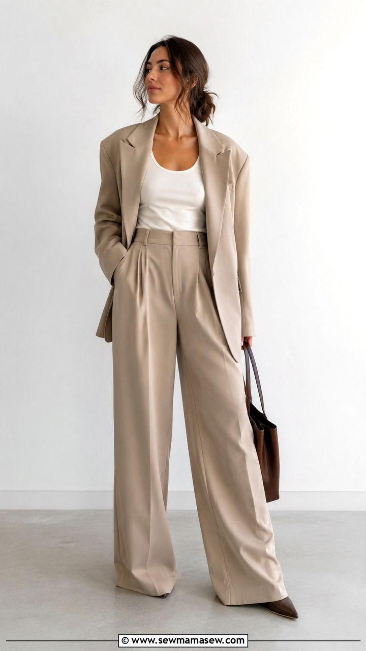 Oversized blazer with wide leg trousers - 30 Office outfits with blazer