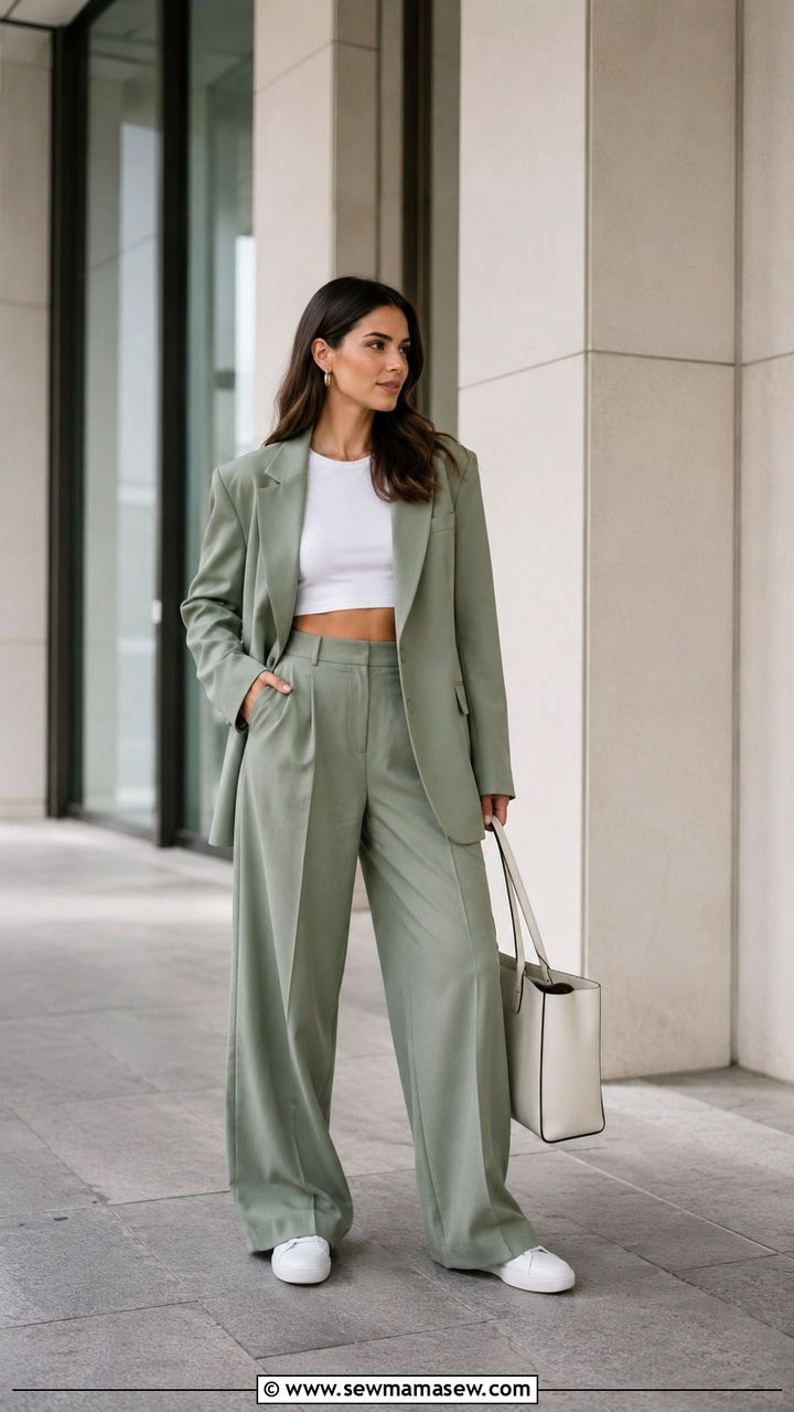 Oversized blazer with wide leg trousers - 30 Playful spring outfit ideas