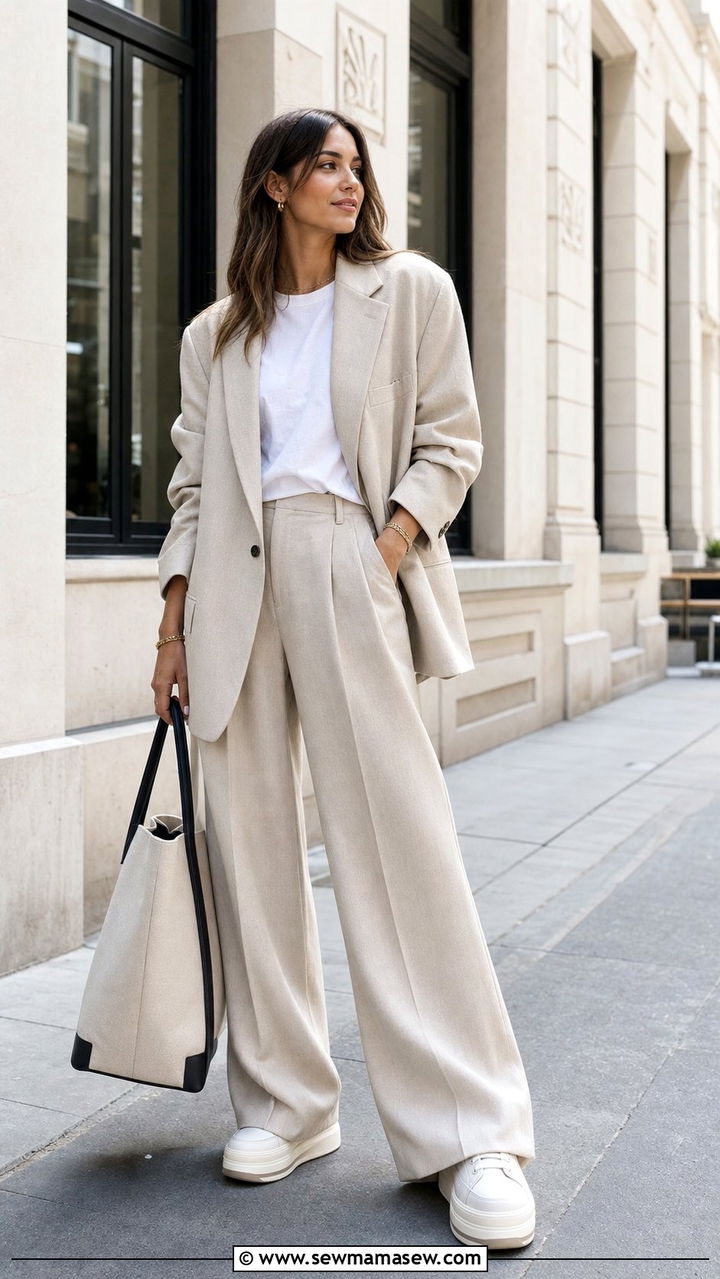 Oversized blazer with wide leg trousers - 25 errands outfits 2026