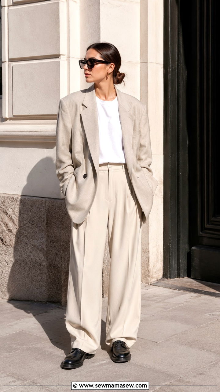 Oversized blazer with wide leg trousers and derby shoes - 25 2026 outfits