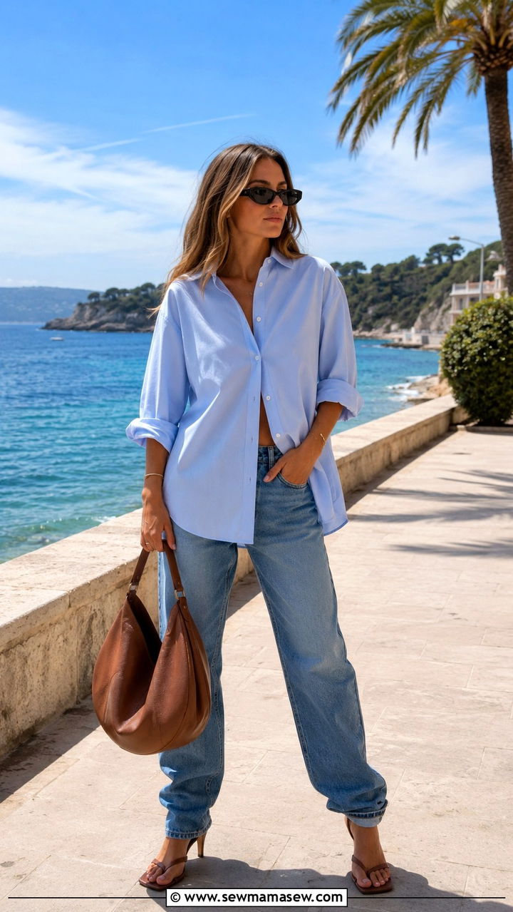 Oversized button down with boyfriend jeans outfit - 25 Boyfriend jeans outfit ideas with a button down