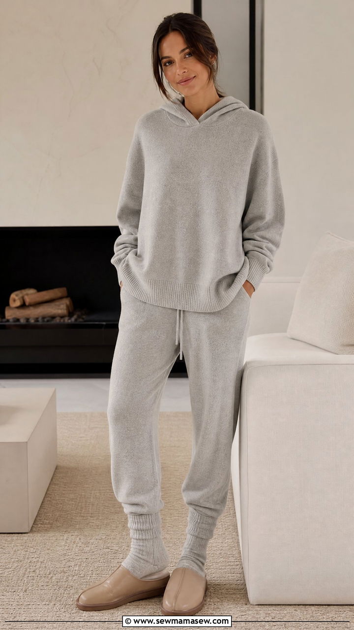 Oversized cashmere hoodie with cashmere joggers - 35 Hygge loungewear outfit ideas