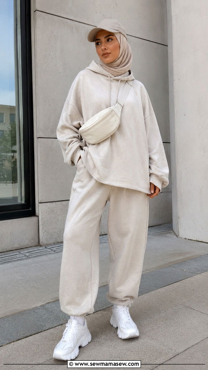 Oversized hoodie and joggers hijab sporty - 30 hijab outfit ideas