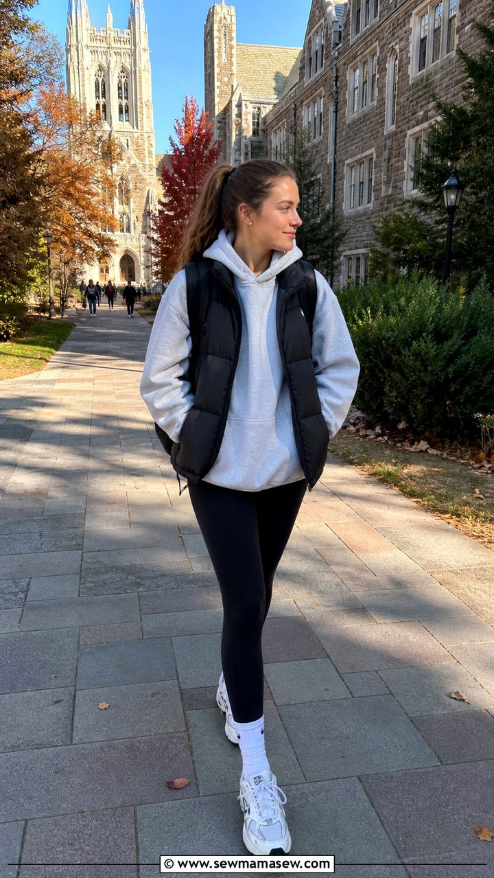 Oversized hoodie with leggings and chunky sneakers - 40 What to wear in Boston
