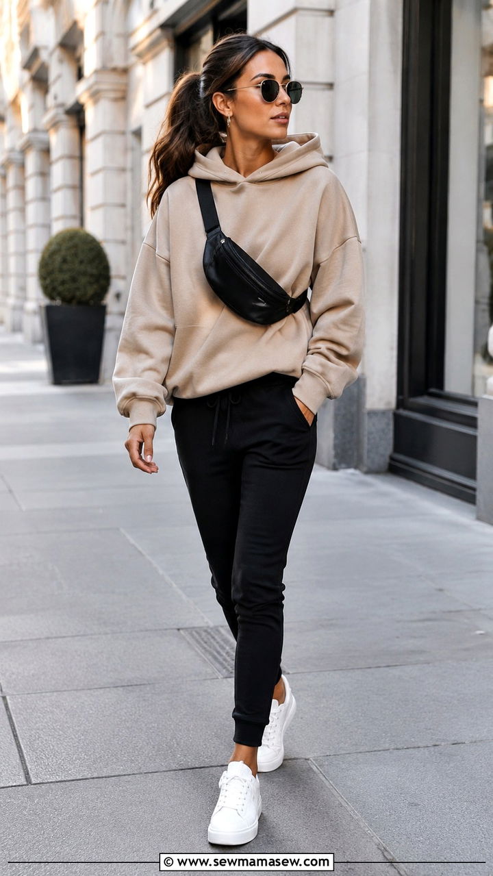 Oversized hoodie with slim joggers - 30 Hoodie and joggers outfit ideas