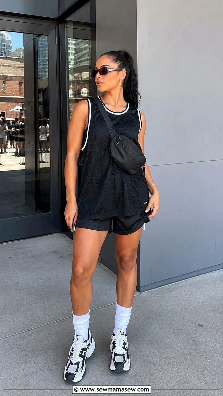 Oversized jersey and nylon shorts - 30 cute summer concert outfits