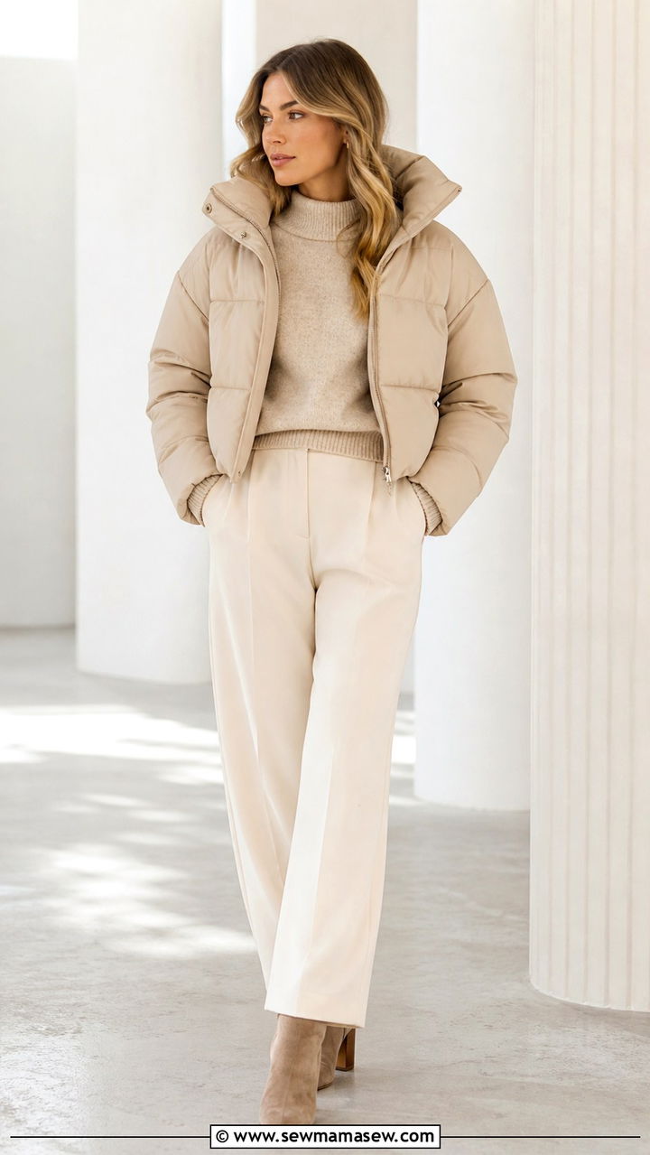 Oversized puffer jacket with leggings and chunky sneakers - 40 Puffer jacket outfit ideas