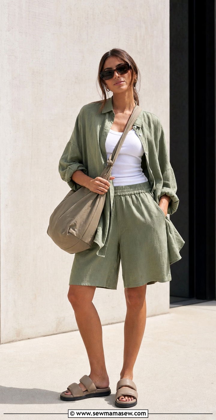 Oversized shirt and Bermuda shorts set - 25 Coord set outfit ideas Bermuda summer