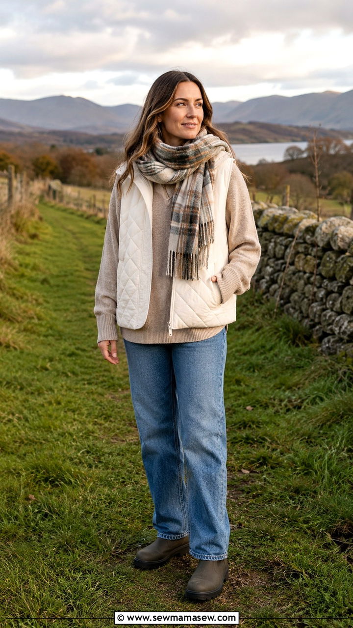 Oversized sweater tied over the shoulders with white jeans - 30 Spring outfits with oversized sweater