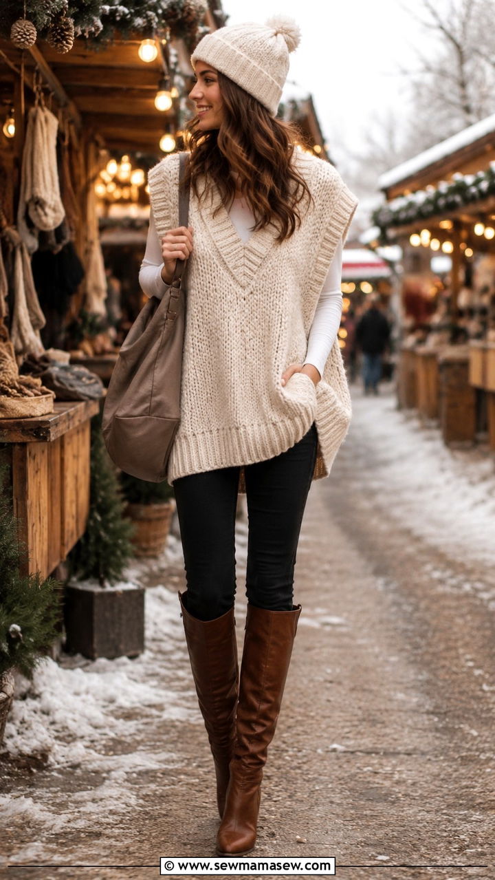Oversized sweater vest with skinny jeans - 30 how to style sweater vest