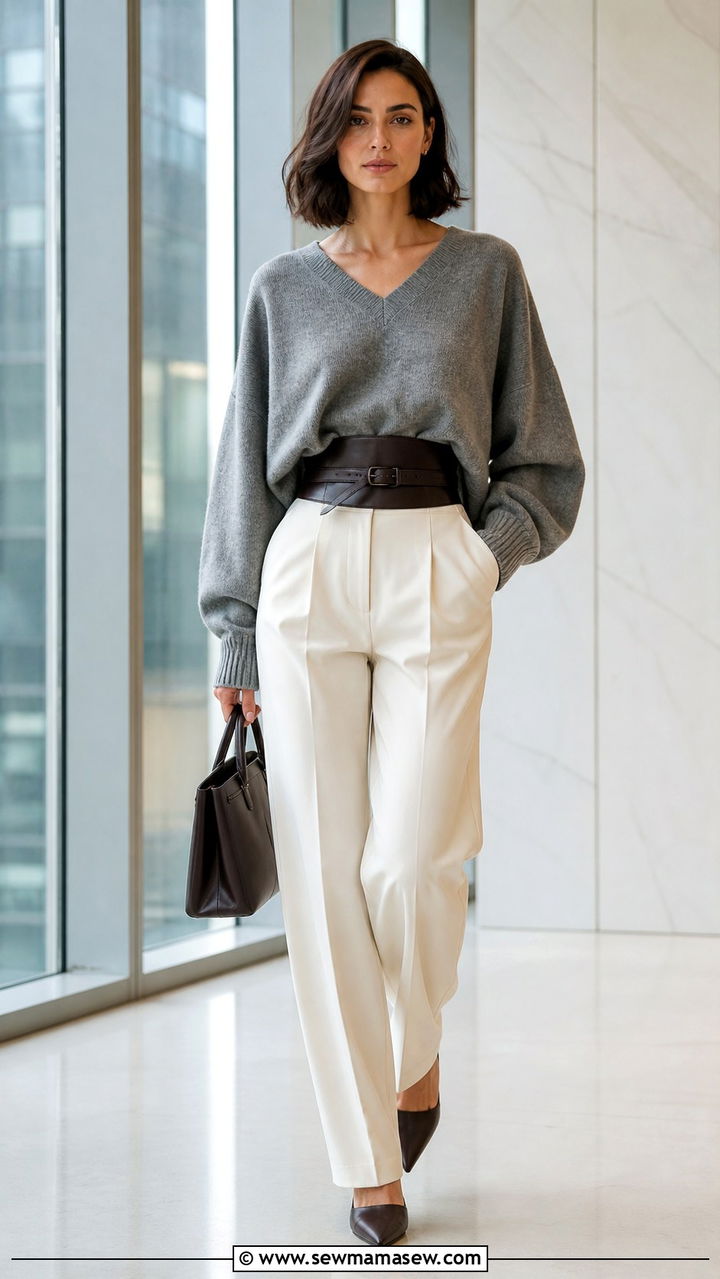 Oversized sweater with a belt outfit - 40 Oversized sweater outfit ideas