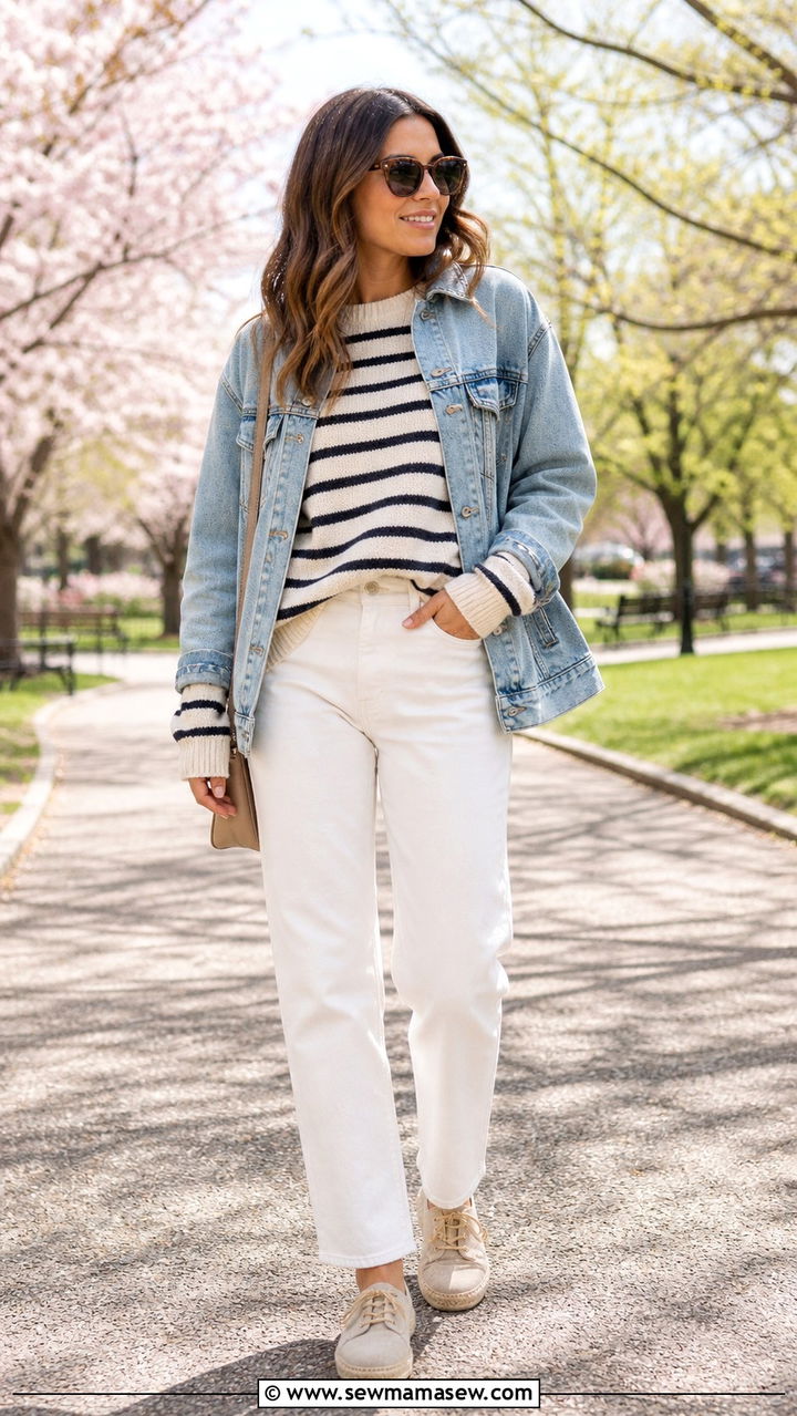 Oversized sweater with a denim jacket outfit - 40 Oversized sweater outfit ideas
