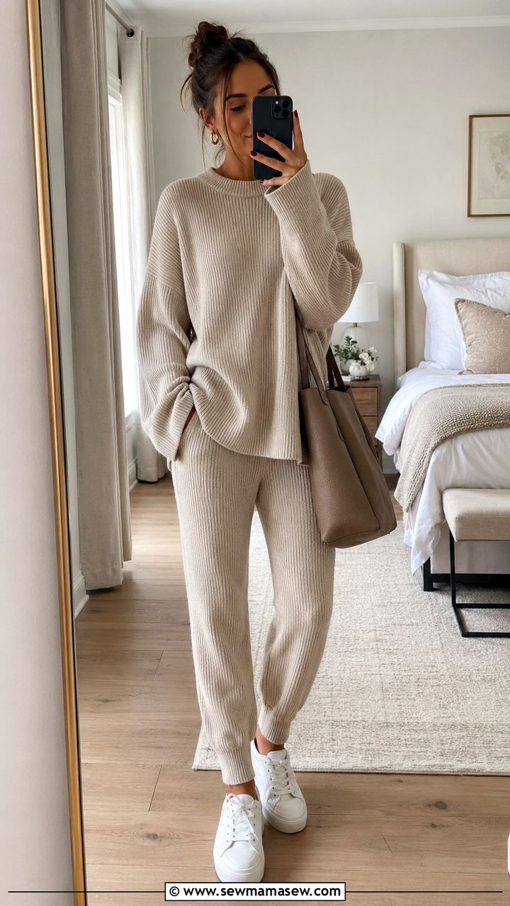 Oversized sweater with a denim midi skirt and platform sandals - 30 Spring outfits with oversized sweater