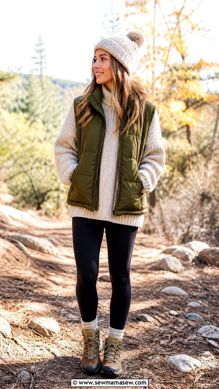 Oversized sweater with a puffer vest outfit - 40 Oversized sweater outfit ideas
