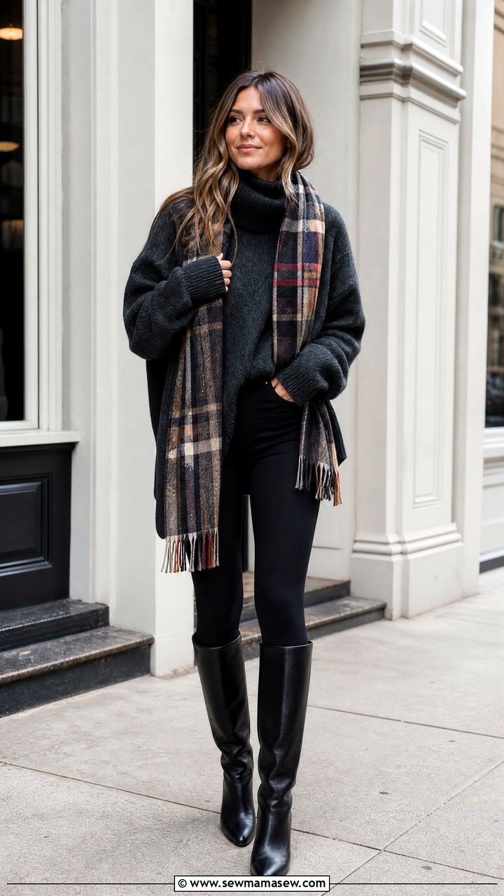Oversized sweater with black leggings outfit - 40 Oversized sweater outfit ideas
