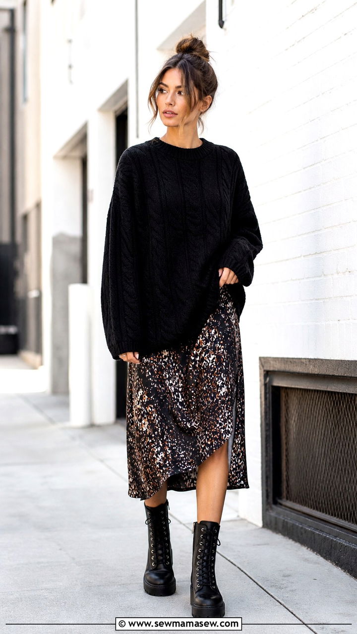 Oversized sweater with combat boots outfit - 40 Oversized sweater outfit ideas