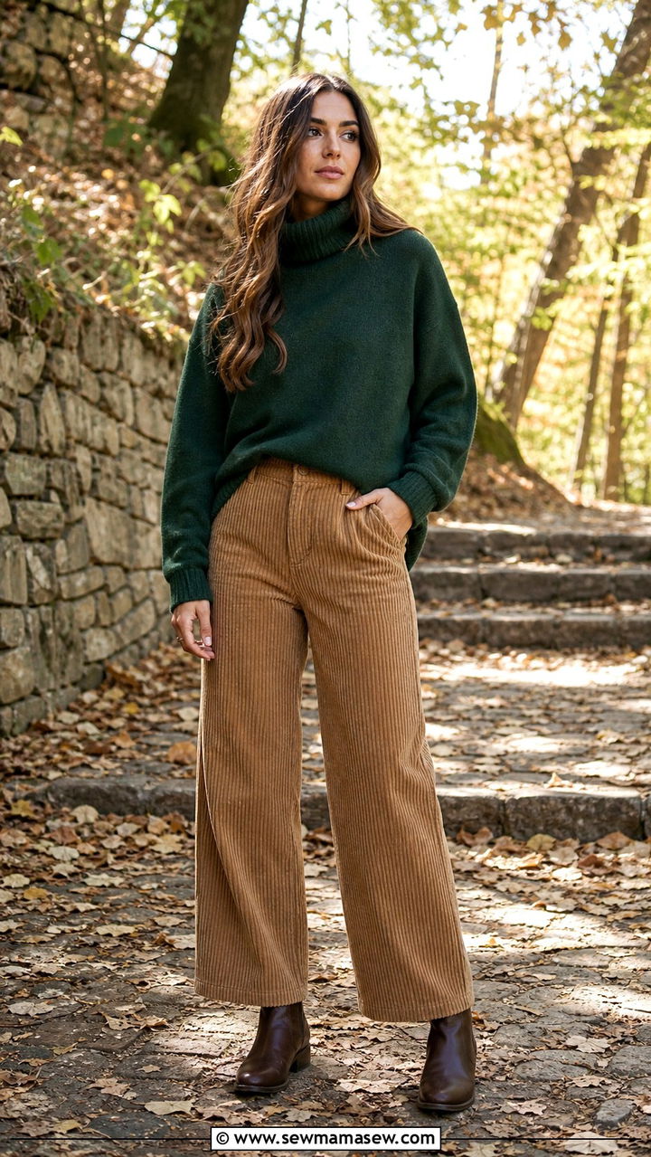 Oversized sweater with corduroy pants outfit - 40 Oversized sweater outfit ideas