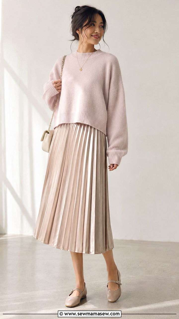 Oversized sweater with cropped wide leg pants and ballet flats - 30 Spring outfits with oversized sweater