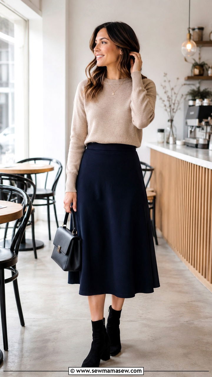 Oversized sweater with leather leggings and ankle boots - 30 Sweater outfit ideas for work
