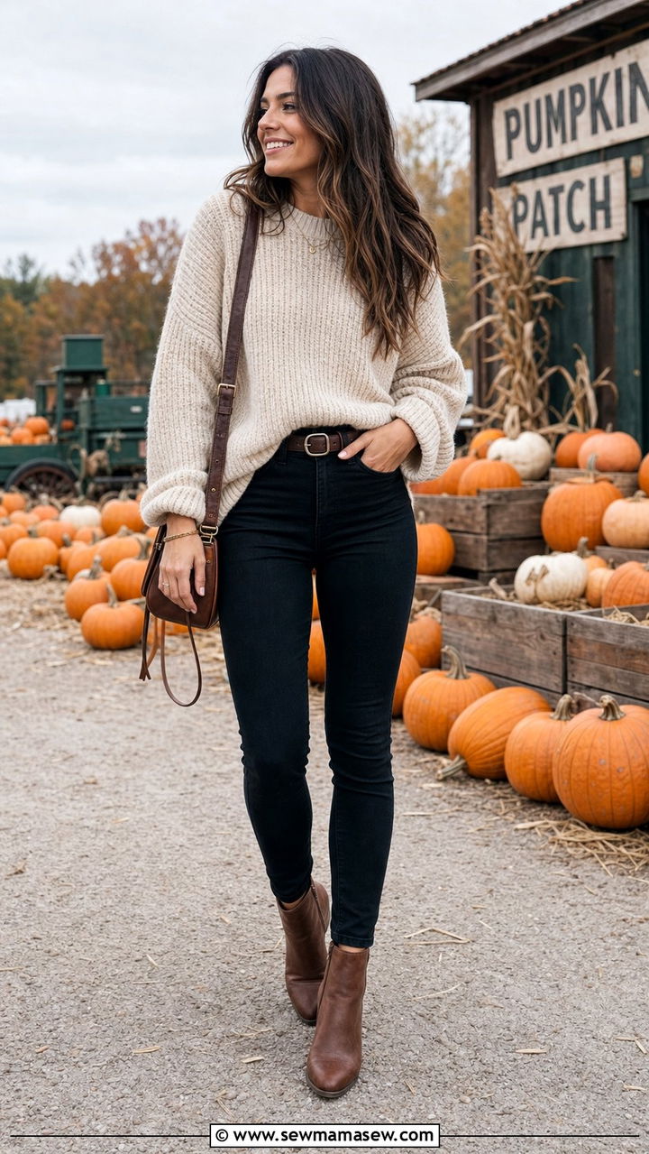 Oversized sweater with skinny jeans outfit - 25 Cute outfits for rectangle body