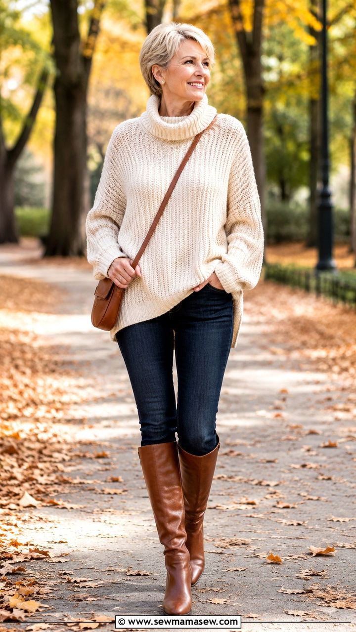 Oversized sweater with skinny jeans over 50 - 20 How to style skinny jeans over 50