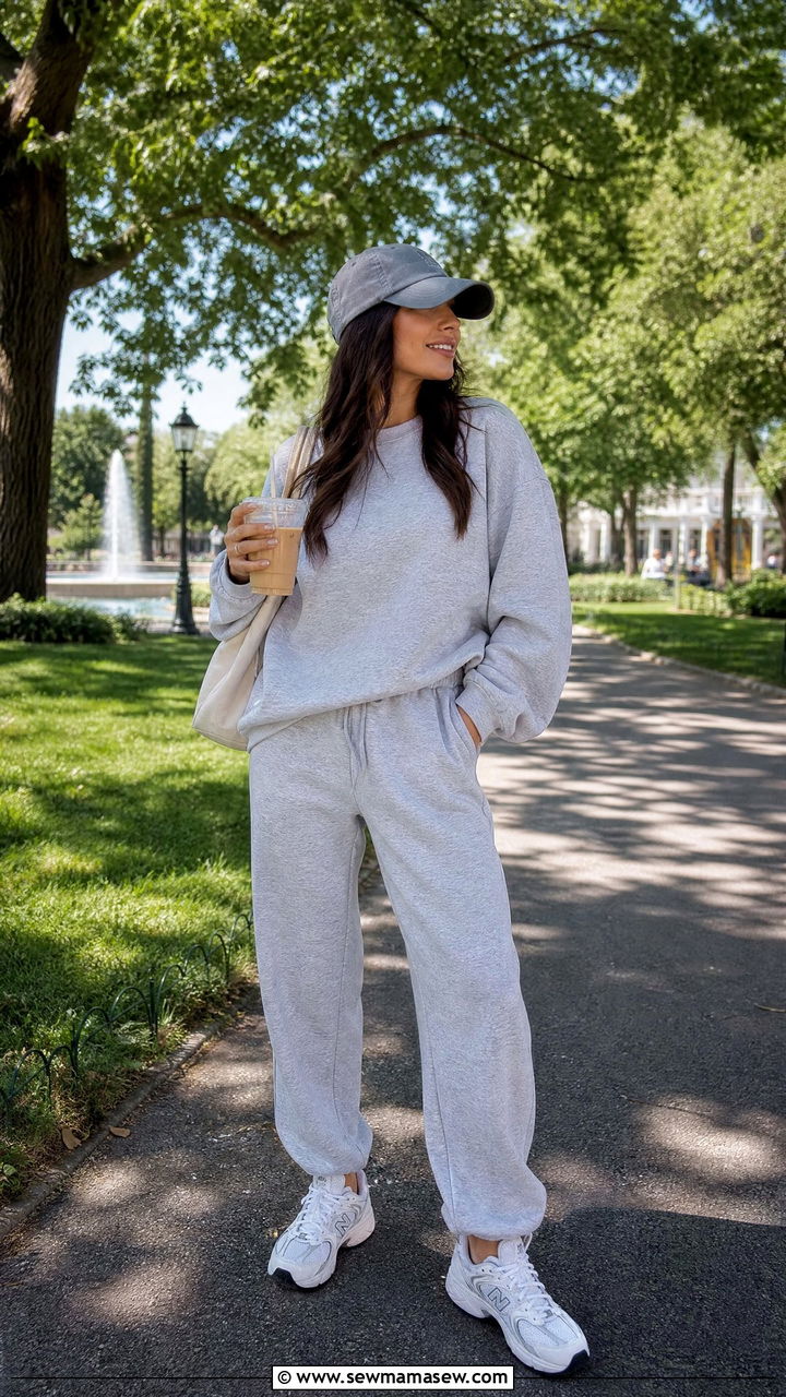 Oversized sweatshirt and jogger lounge set - 25 Brunch outfit ideas with matching set