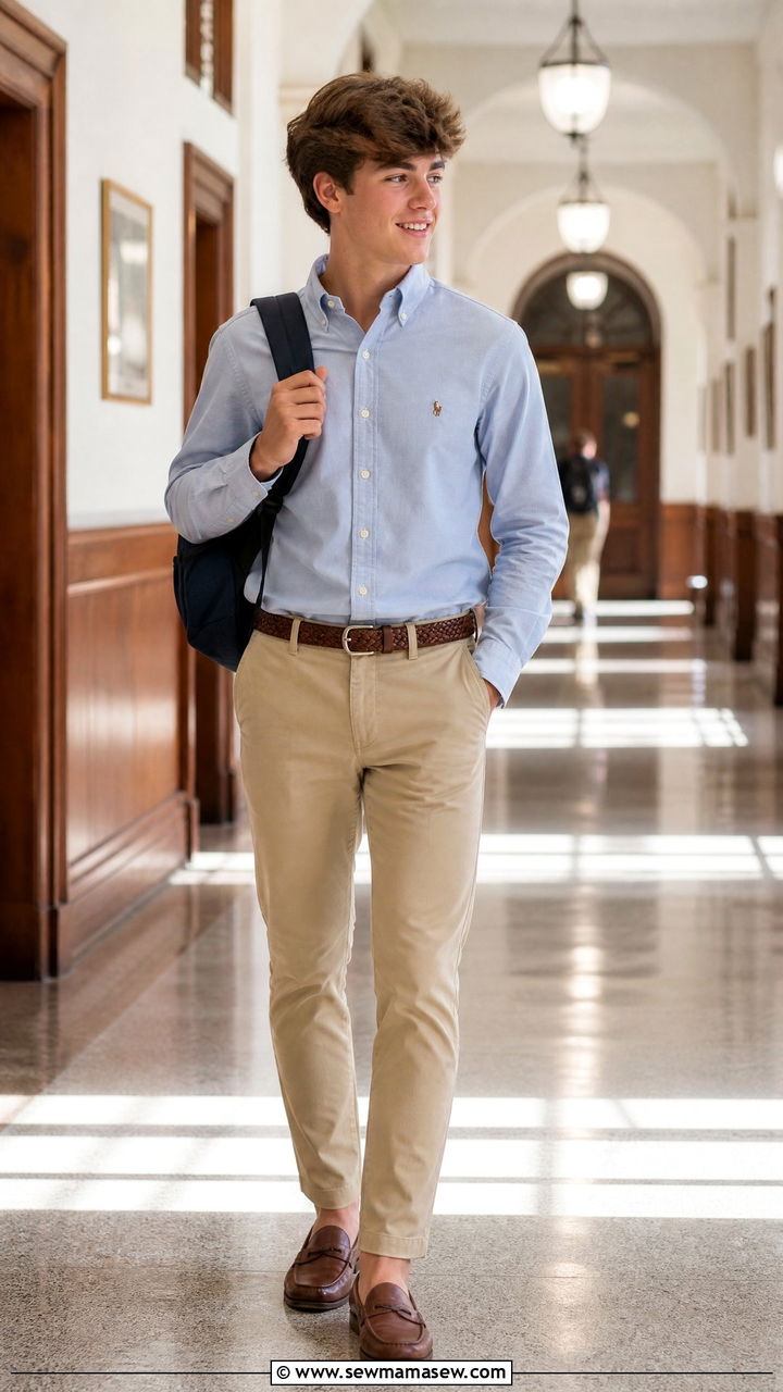 Oxford Shirt and Khaki Pants Outfit - 25 Boarding school outfit ideas teens