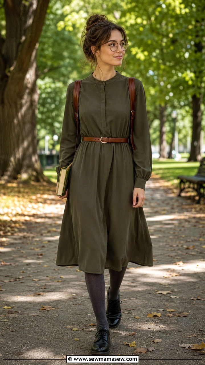 Oxford shoes and midi dress outfit - 30 librarian core outfits ideas