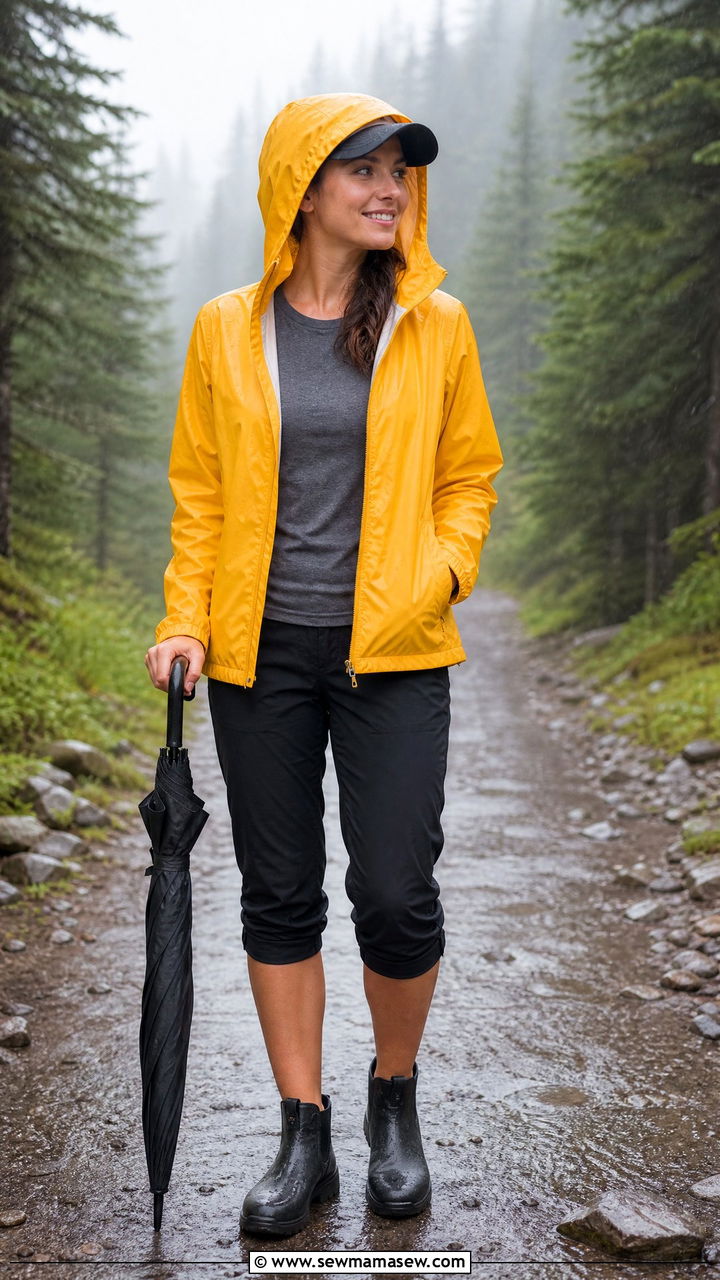 Packable Rain Jacket With Quick Dry Capris Camping Outfit - 30 Summer camping trip outfits