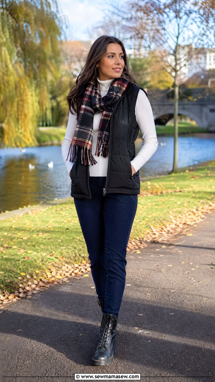 Padded gilet and thermal polo neck Dublin outfit - 35 Dublin outfit ideas