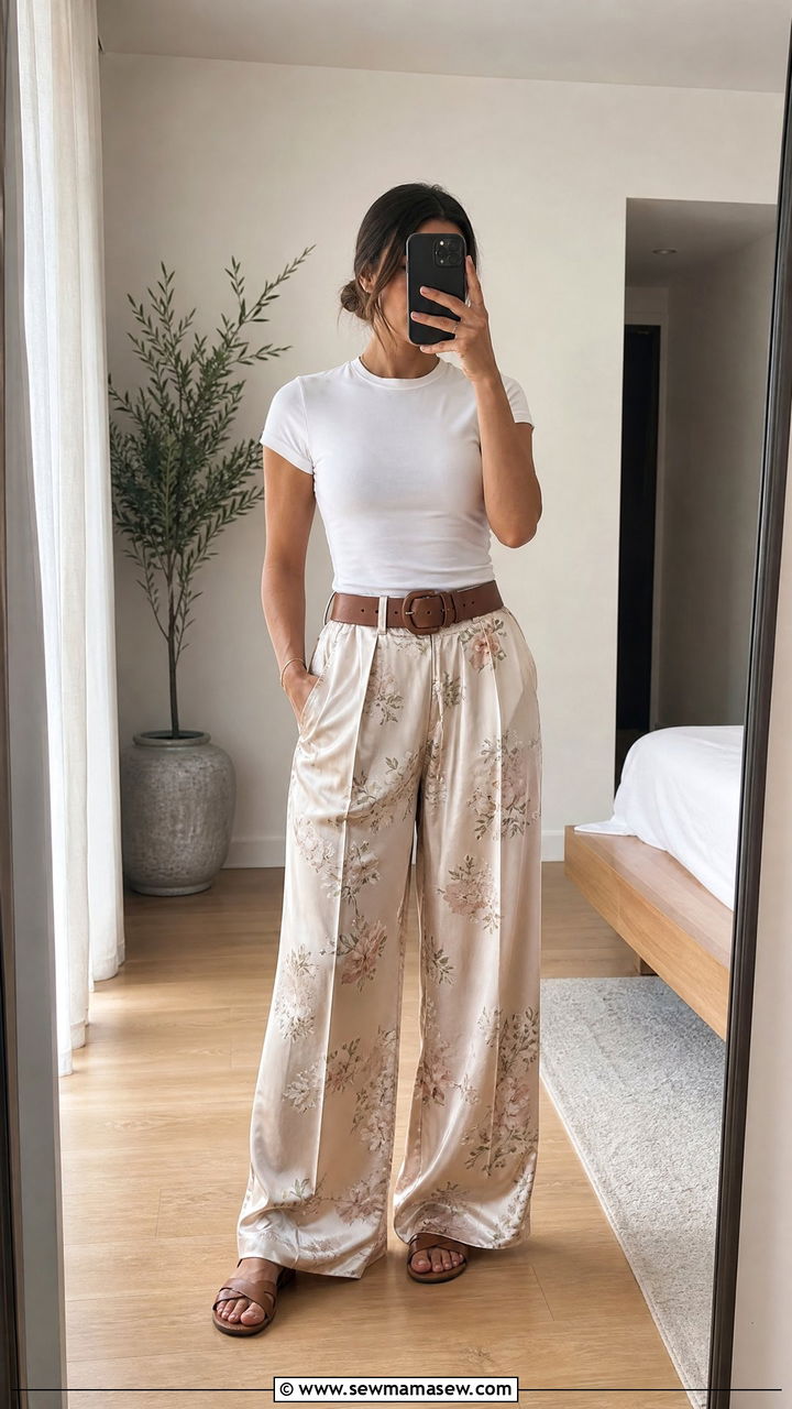 Pajama Pants With Fitted T Shirt - 25 Classic pajama set outfit ideas