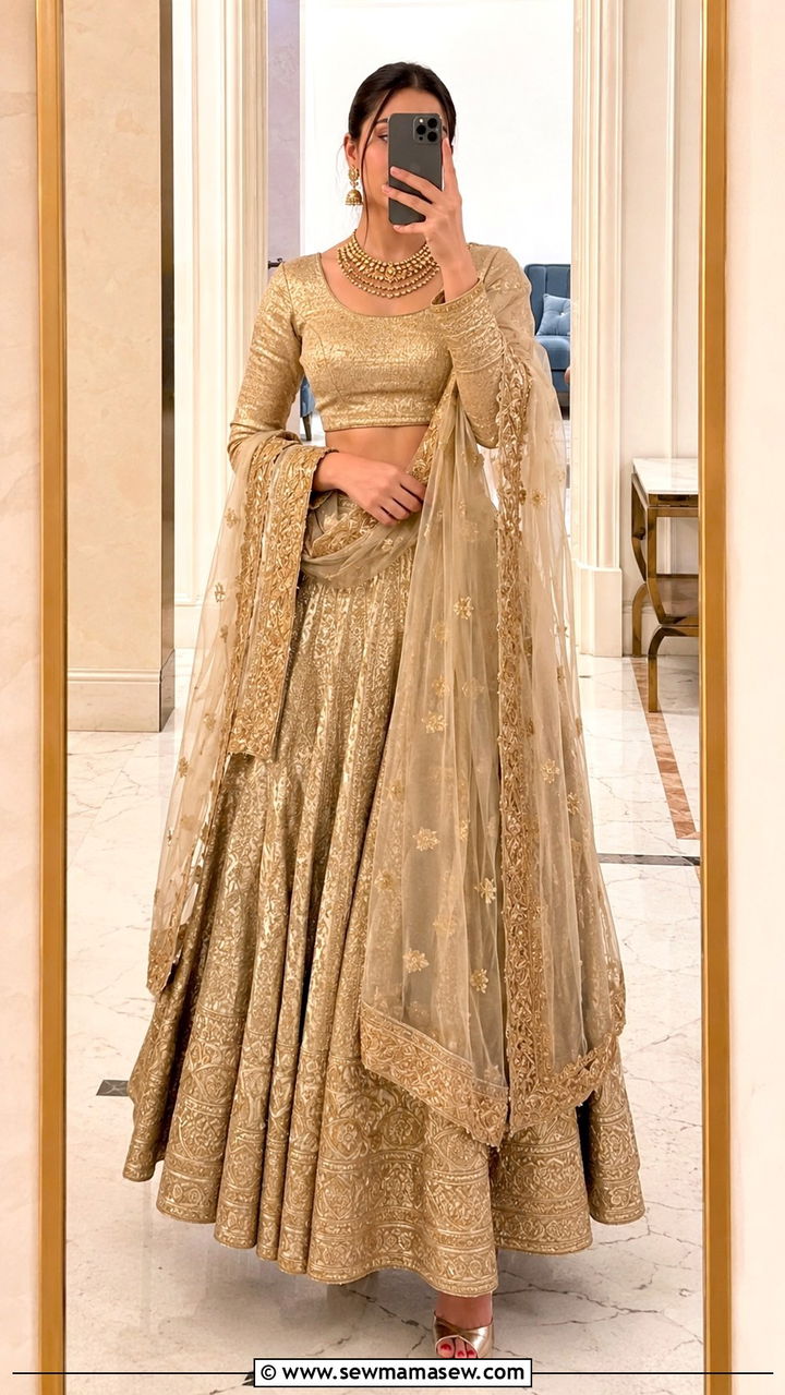 Pakistani Baraat brocade lehenga choli - 25 Wedding guest outfit ideas Pakistani wedding