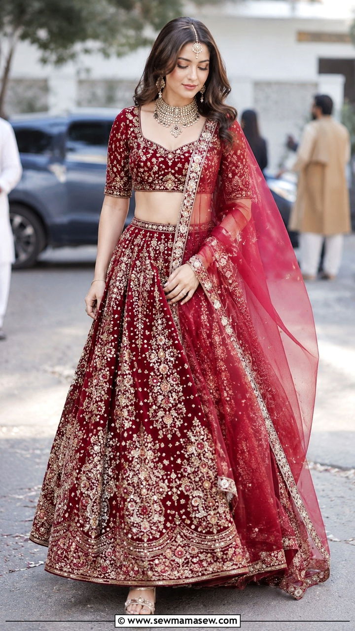 Pakistani Baraat heavily embroidered lehenga - 25 Wedding guest outfit ideas Pakistani wedding