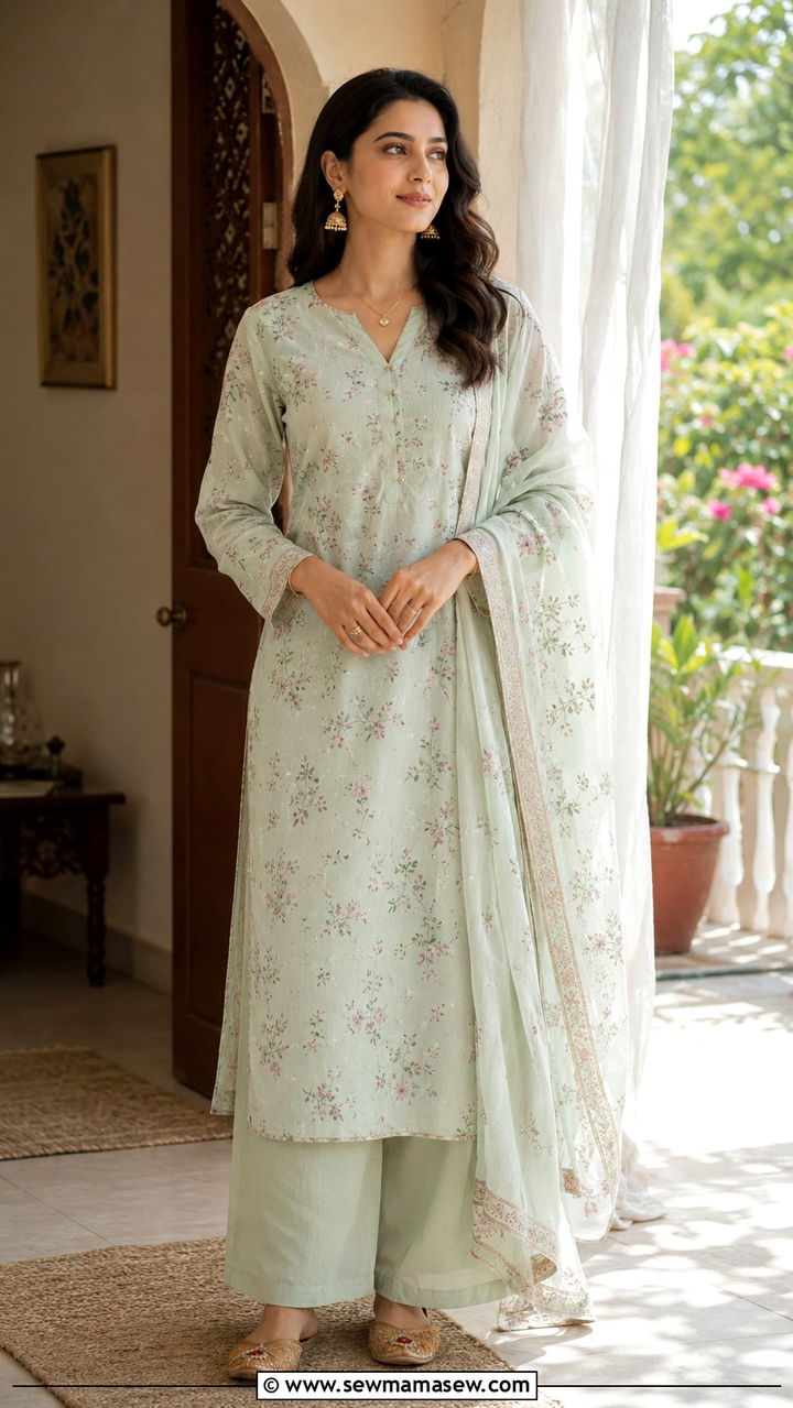 Pakistani Long Kameez with Salwar Set - 25 Ramadan matching set outfit ideas