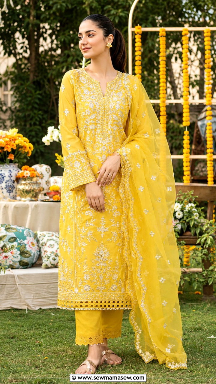 Pakistani Mehndi lawn suit outfit - 25 Wedding guest outfit ideas Pakistani wedding