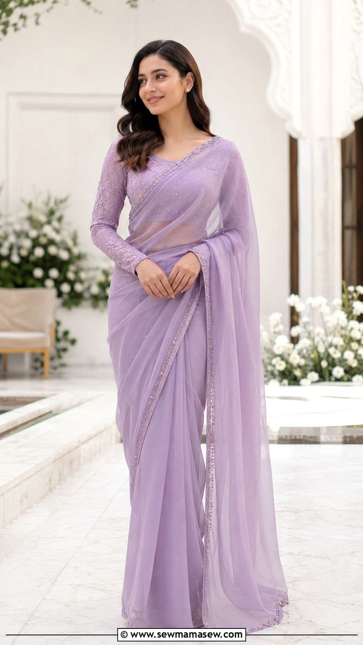 Pakistani Nikkah chiffon saree outfit - 25 Wedding guest outfit ideas Pakistani wedding