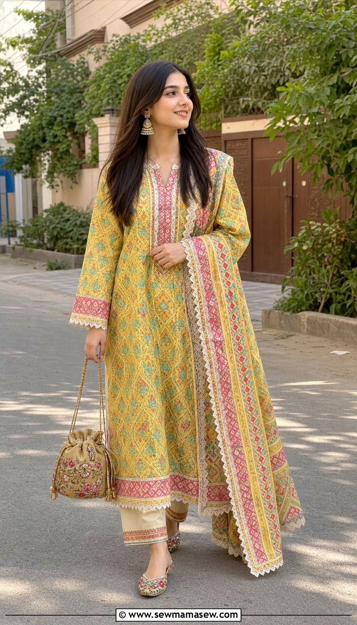 Pakistani lawn suit for girls Eid - 25 Eid outfit ideas for little girls
