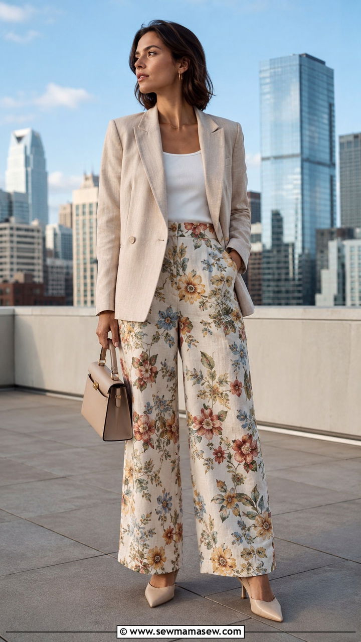 Palazzo Cover Up Pants With Structured Blazer - 30 Pant cover up outfit ideas