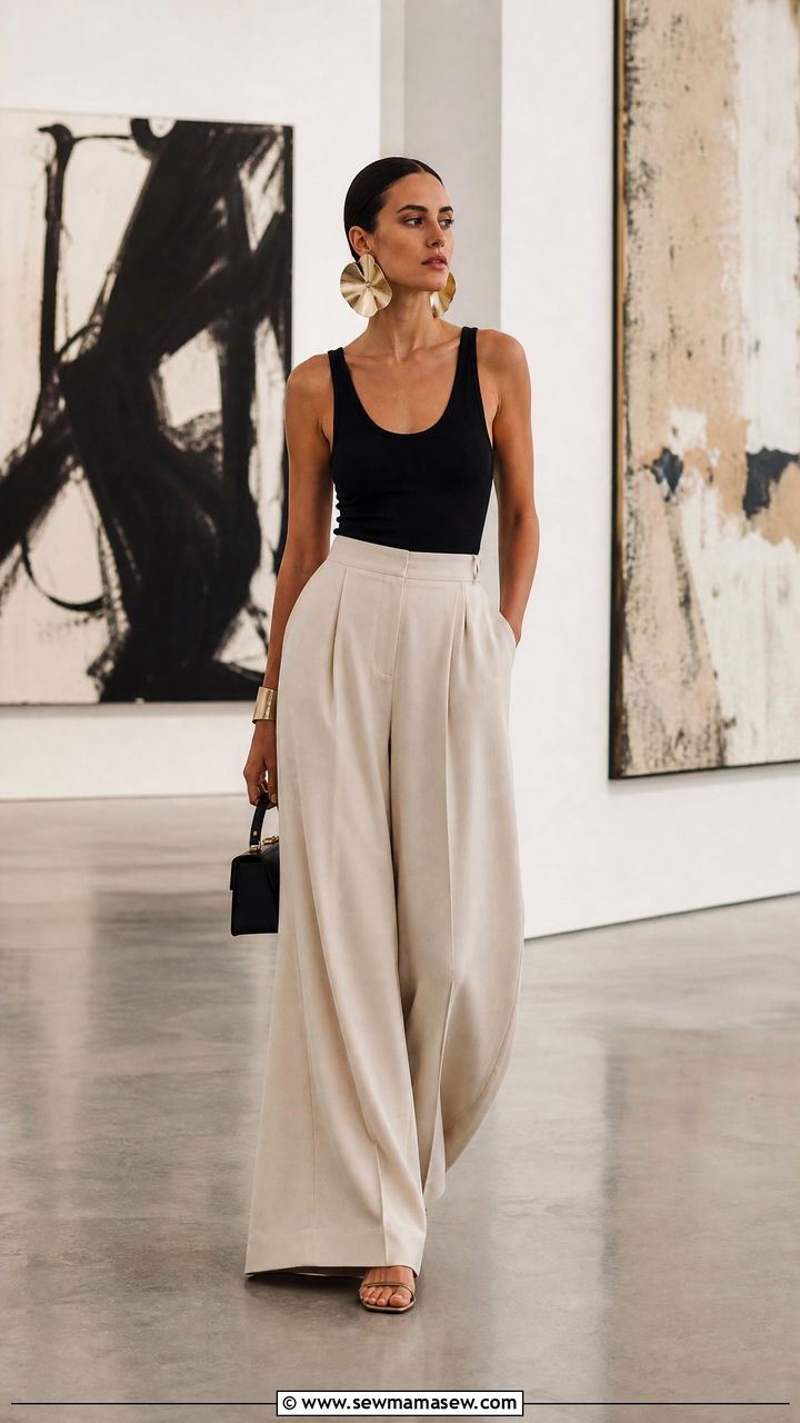 Palazzo Pants And Statement Earrings Outfit - 30 summer palazzo pants outfit ideas