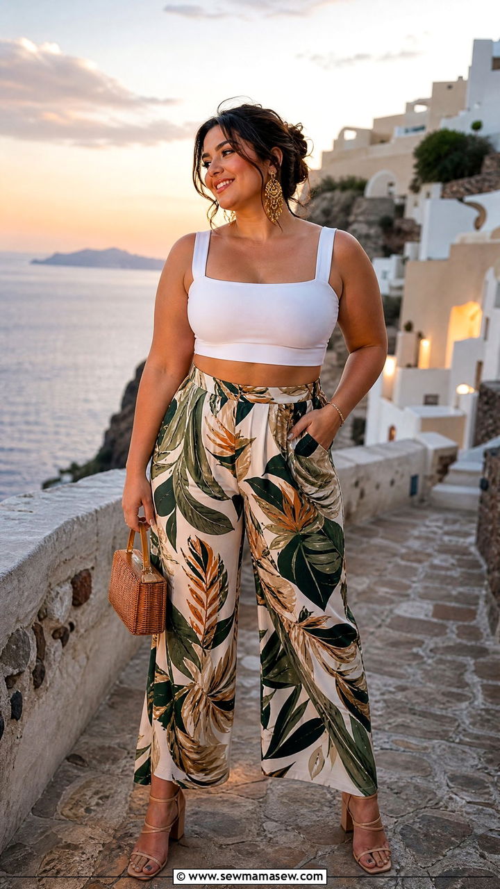Palazzo Pants With A Fitted Crop Top - 25 Outfit ideas for curvy lower body