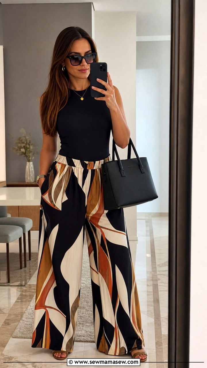 Palazzo Pants With Fitted Bodysuit - 40 summer casual outfit ideas