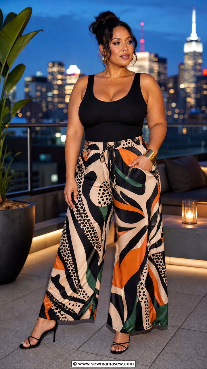 Palazzo Pants With Fitted Tank Top - 30 curvy outfit ideas for women