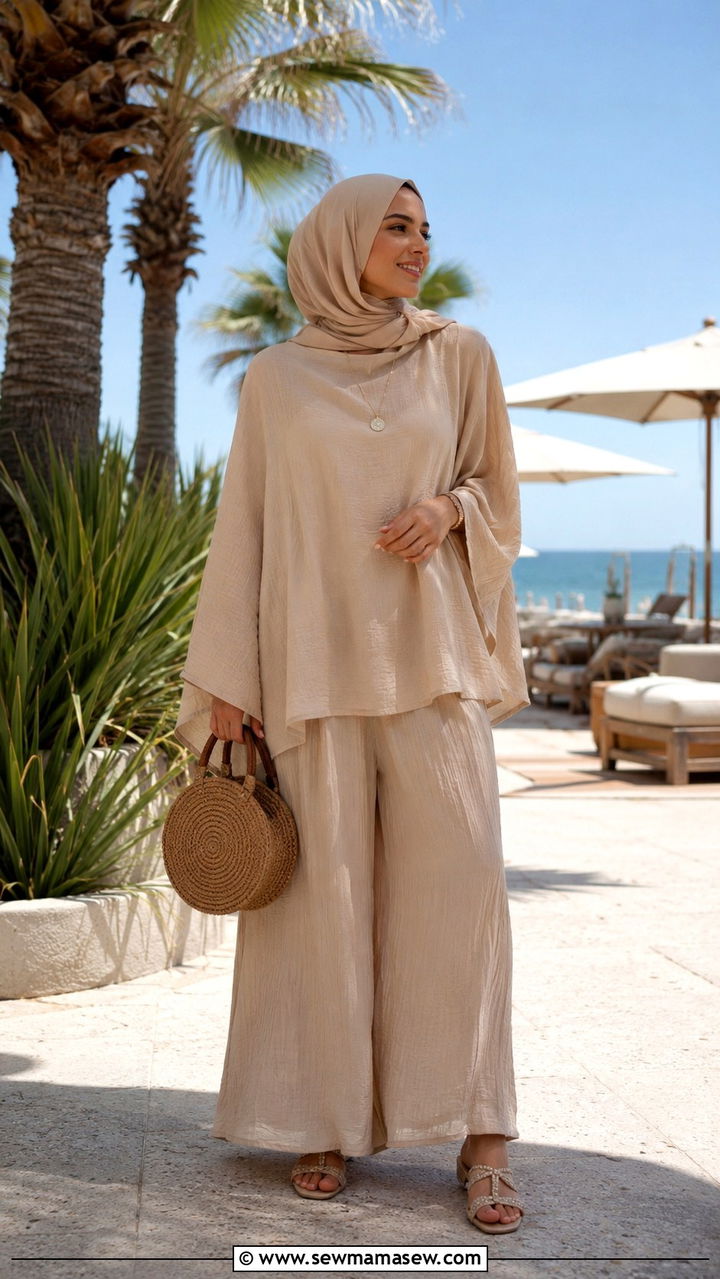 Palazzo Pants With Flowy Blouse - 25 Modest outfit ideas for beach