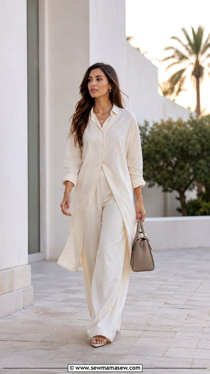 Palazzo Pants With Longline Shirt Outfit - 30 casual modest classy outfits
