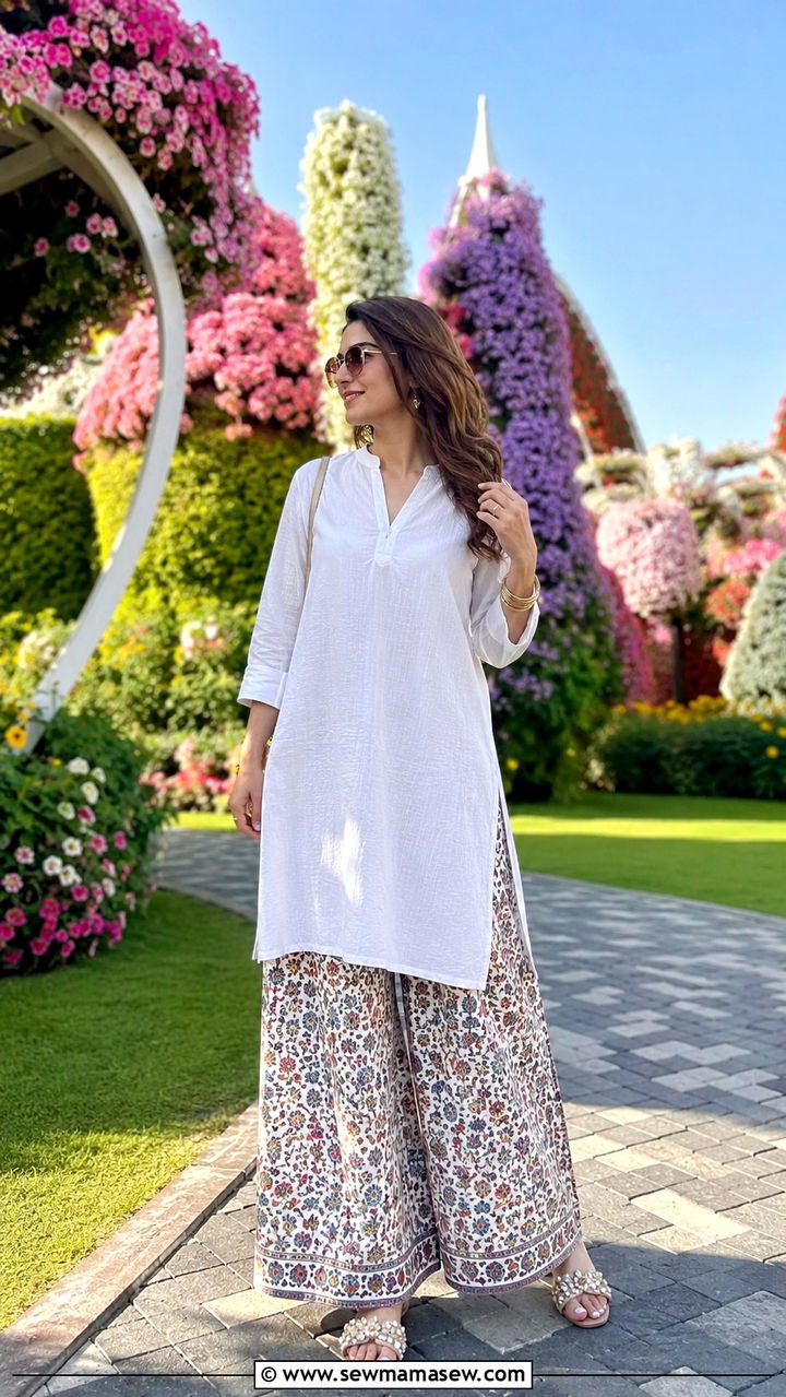 Palazzo Pants With Longline Tunic - 30 Dubai vacation outfit ideas modest