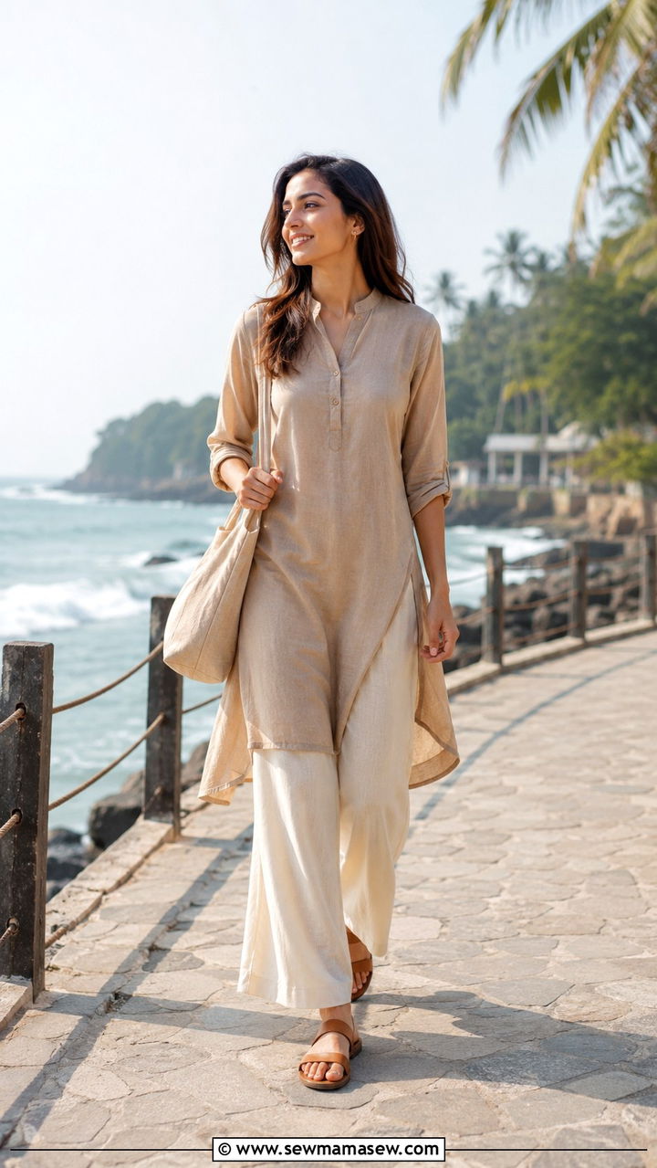 Palazzo Pants With Longline Tunic - 30 Modest outfit ideas minimalist