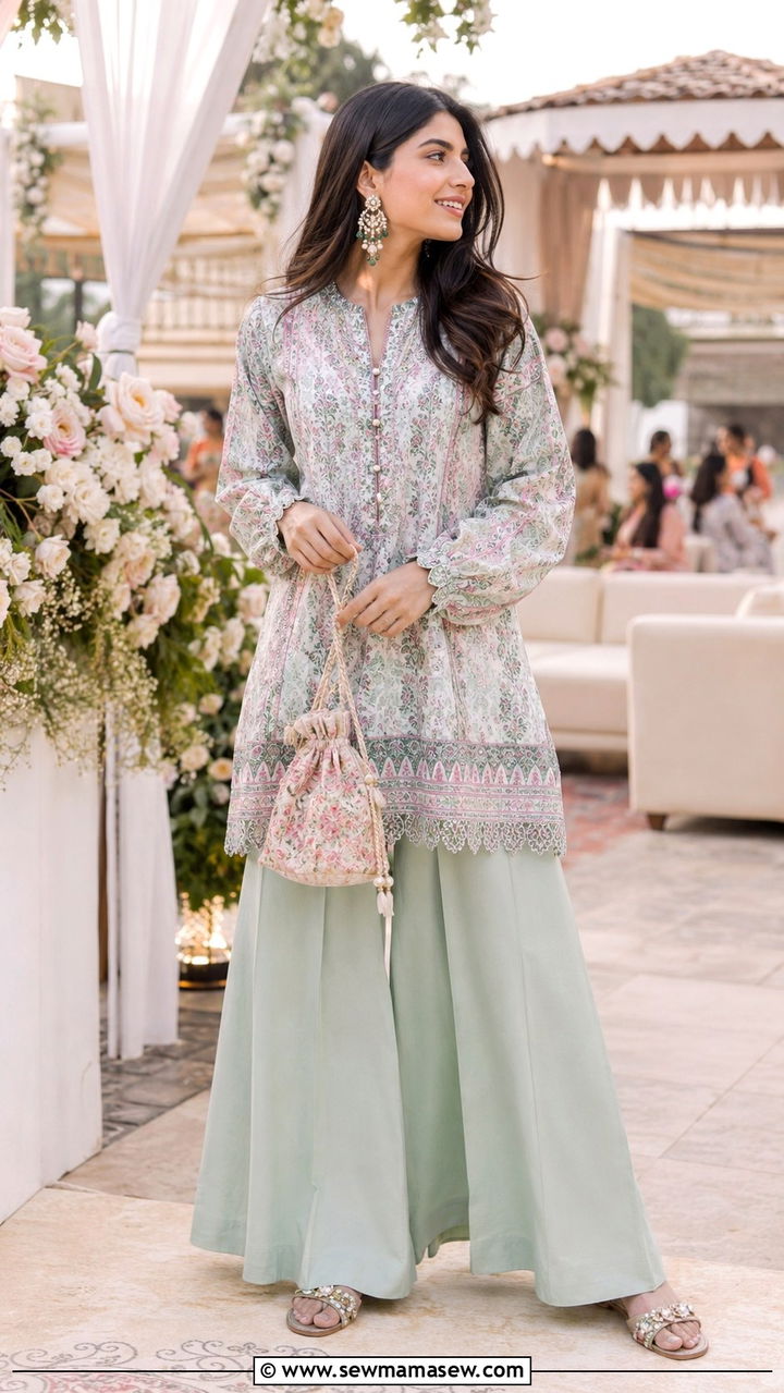 Palazzo Pants With Short Kurti - 30 Islamabad outfit ideas