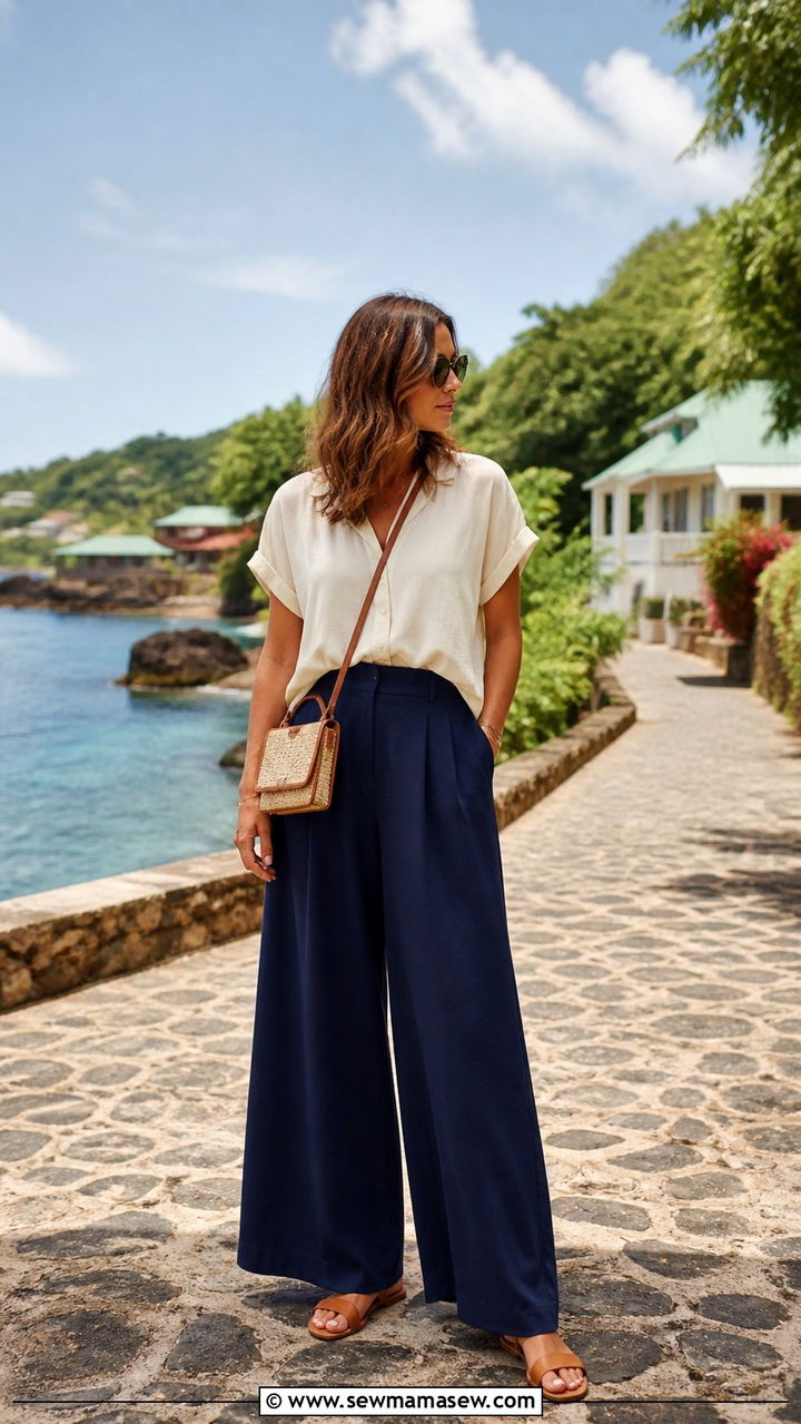 Palazzo Pants With Short Sleeve Blouse - 40 What to wear in Maldives