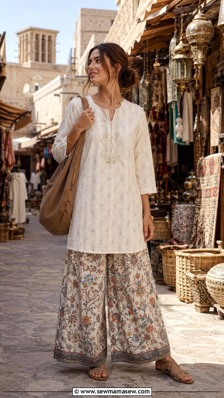 Palazzo Pants With Tunic Top And Sandals Dubai - 20 Modest outfit ideas for Dubai