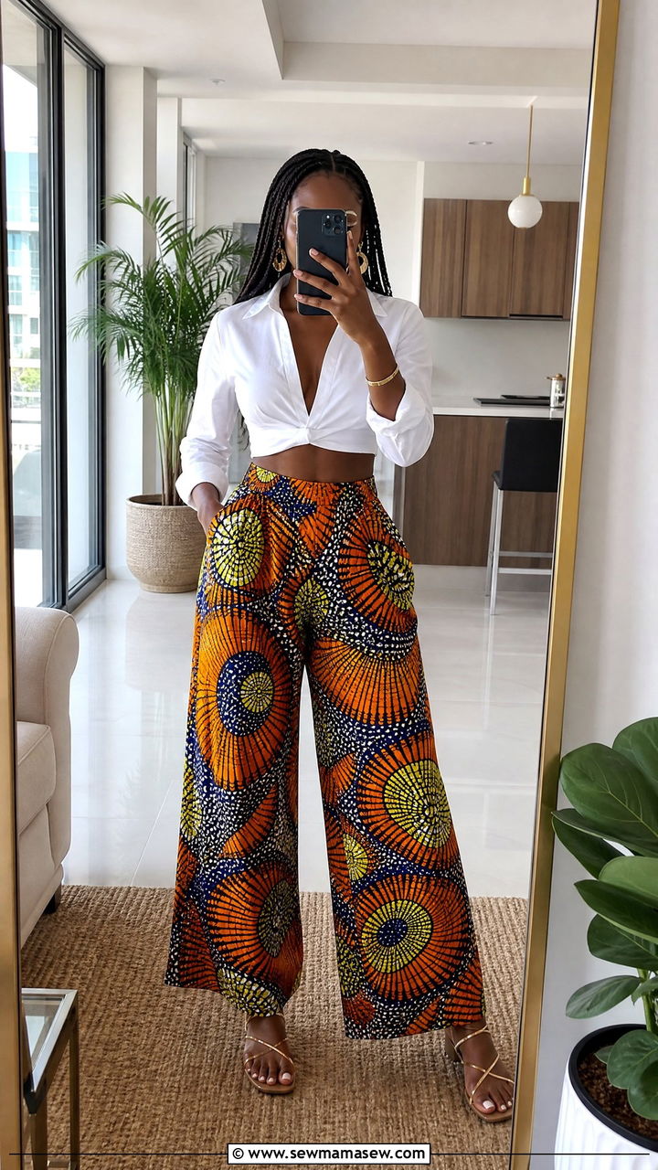 Palazzo Pants and Cropped Blouse Outfit - 25 Nairobi outfit ideas